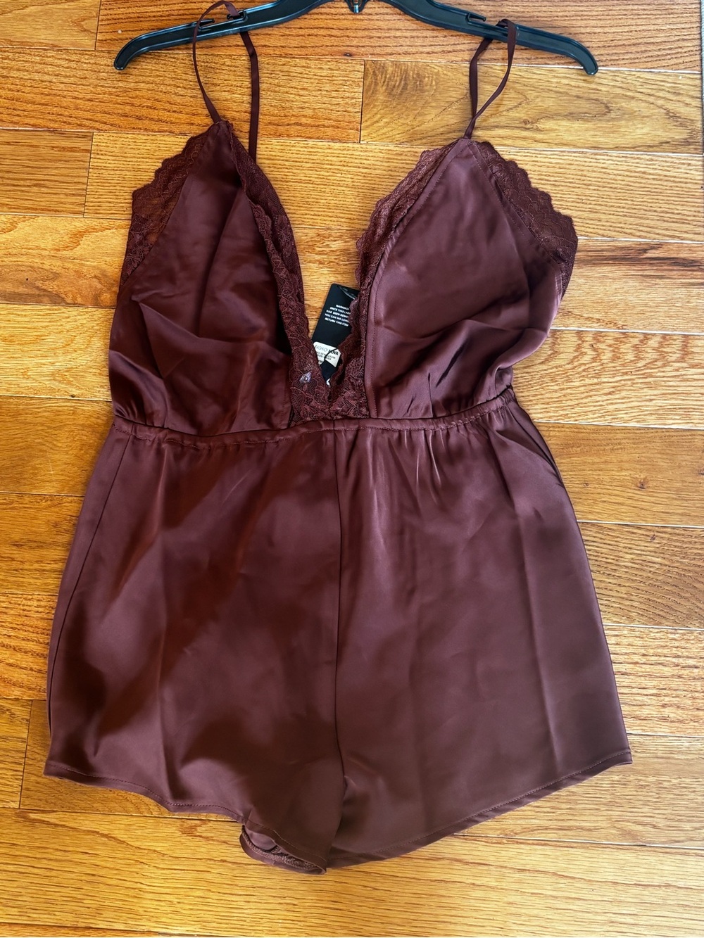 Brown Satin Lace Romper